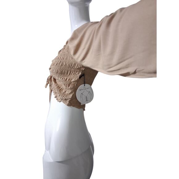 Japna Babydoll Cinched Women's size Large Smocked V-Neck Grungecore Party Top - Picture 4 of 7